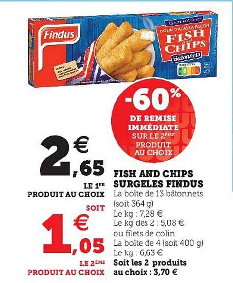 fish and chips surgelés findus