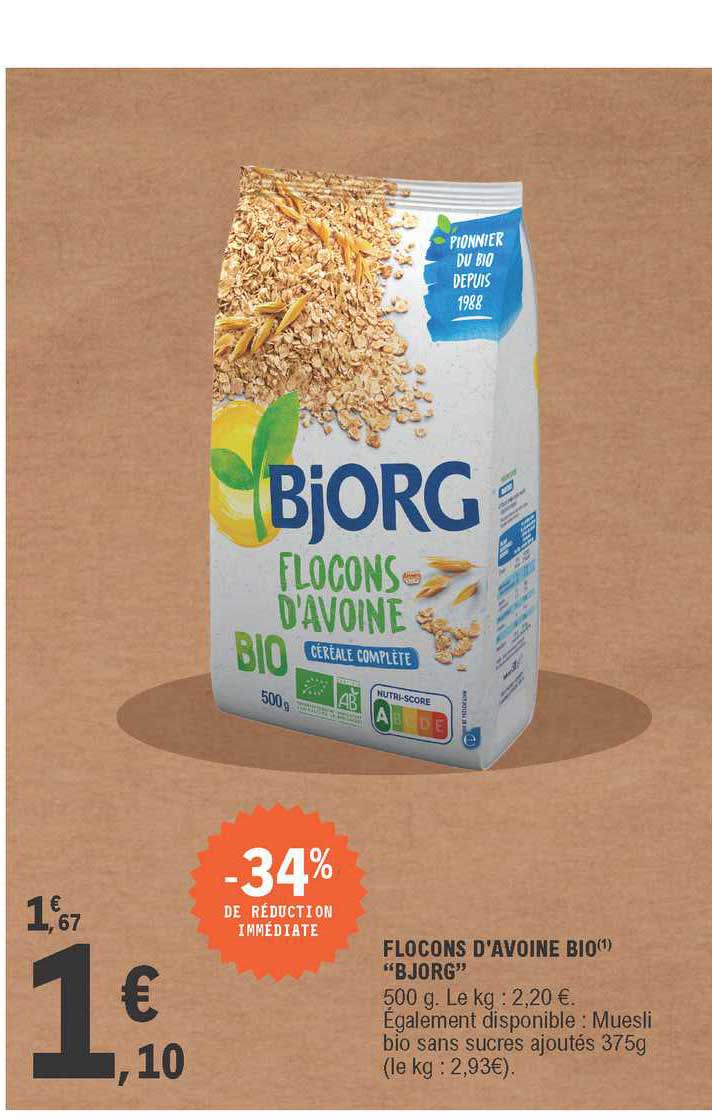 flocons d'avoine bio "bjorg"