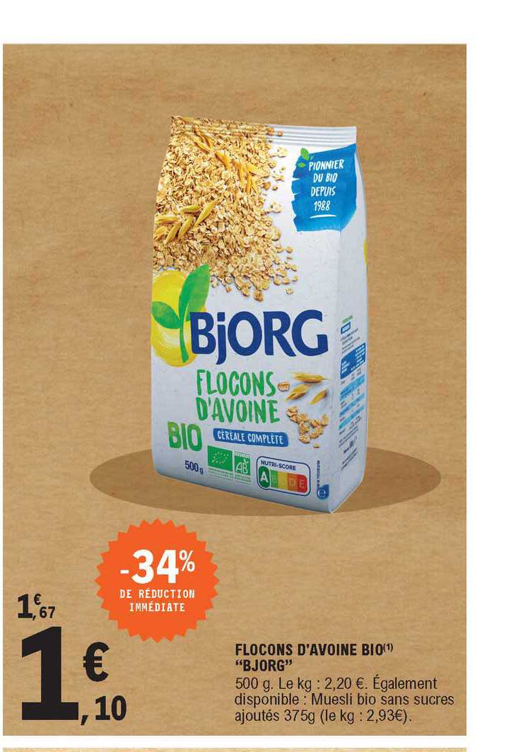 flocons d'avoine bio "bjorg"