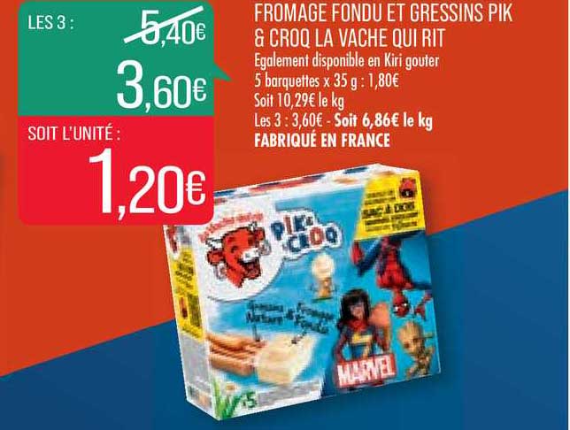fromage fondu et gressins pik & croq la vache qui rit