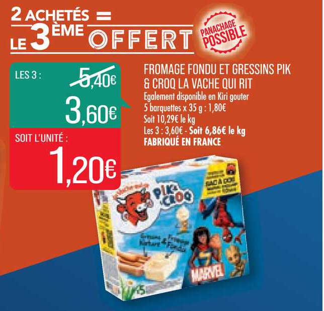 fromage fondue et gressins pik & croq la vache qui rit