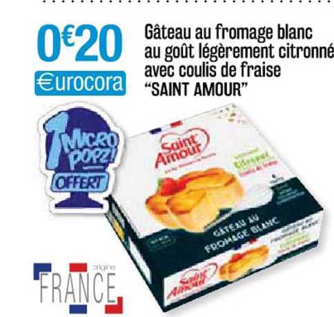 gâteau au fromage blanc au goût légèrement citronné avec coulis de fraise "saint amour"