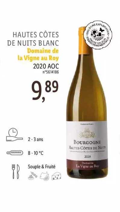 hautes côtes de nuits blanc domaine de la vigne au roy 2020 aoc