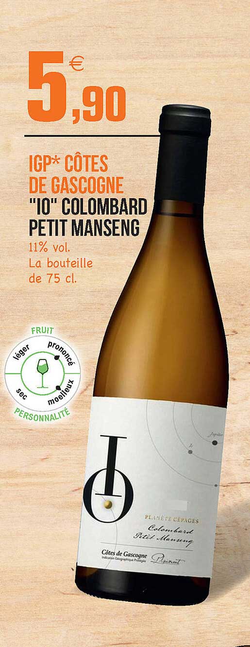 igp côtes de gascogne "io" colombard petit manseng