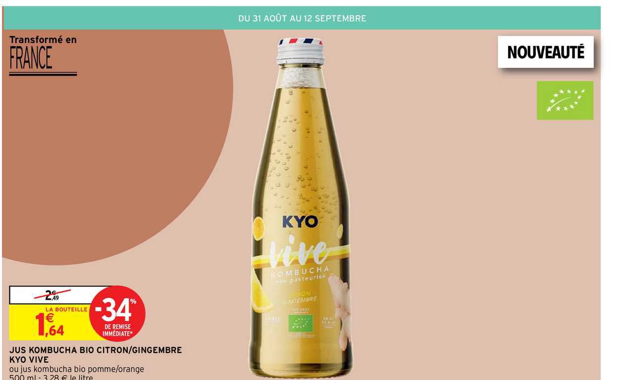 jus kombucha bio citron-gingembre kyo vive
