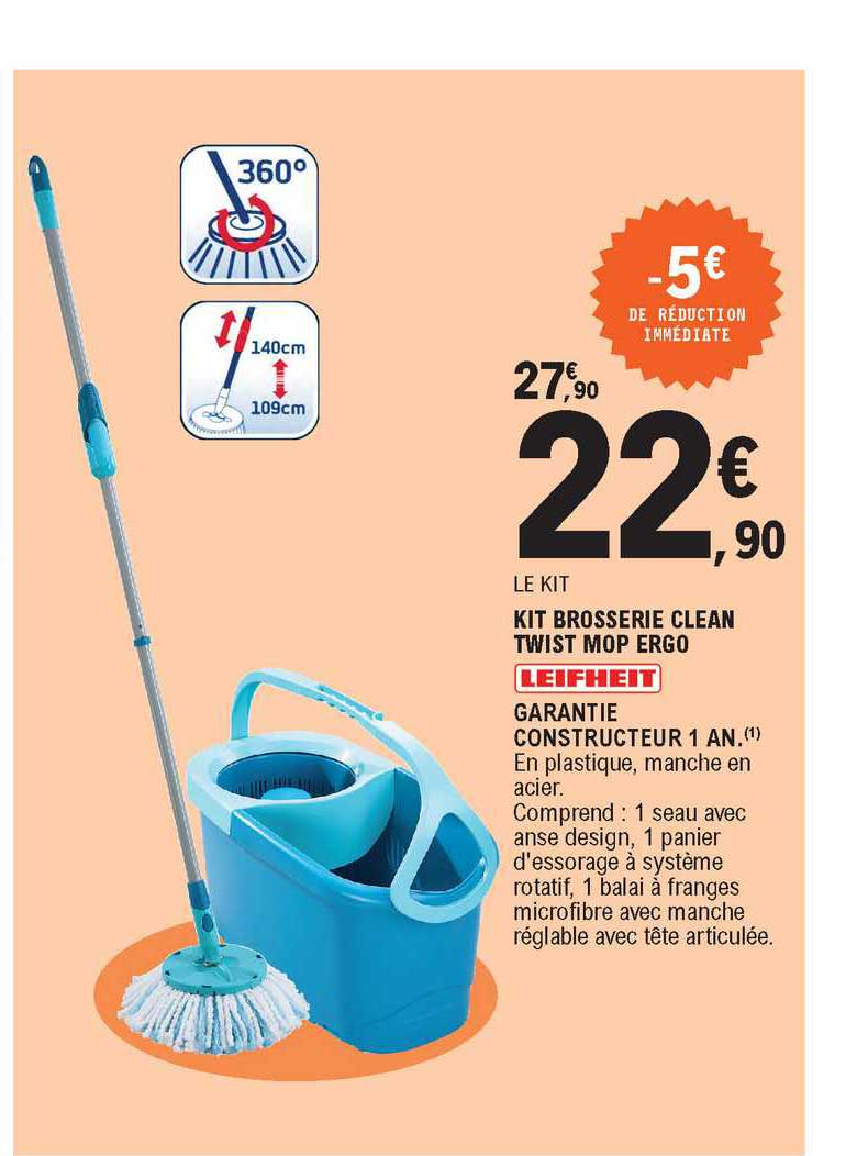 kit brosserie clean twist mop ergo leifheit