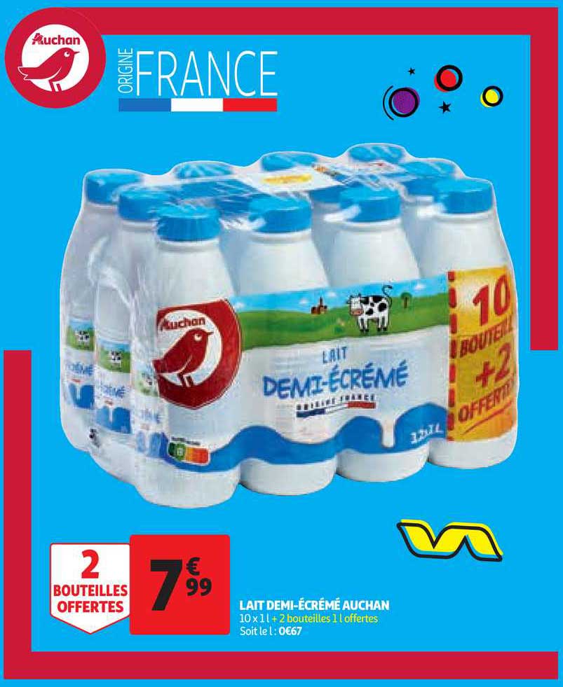 lait demi-écrémé auchan