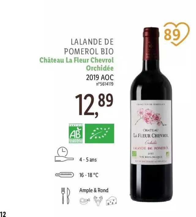 lalande de pomerol bio château la fleur chevrol orchidée 2019 aoc