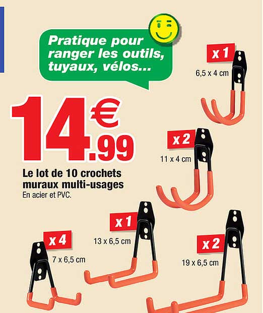 Le Lot De 10 Crochets Muraux Multi-usages