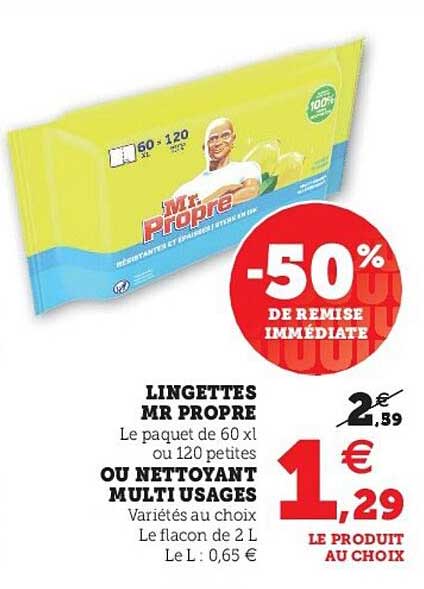 lingettes mr propre ou nettoyant multi usages
