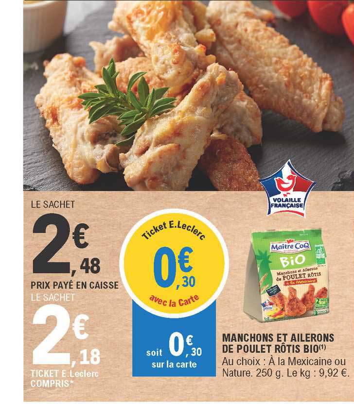 manchons et ailerons de poulet rôtis bio