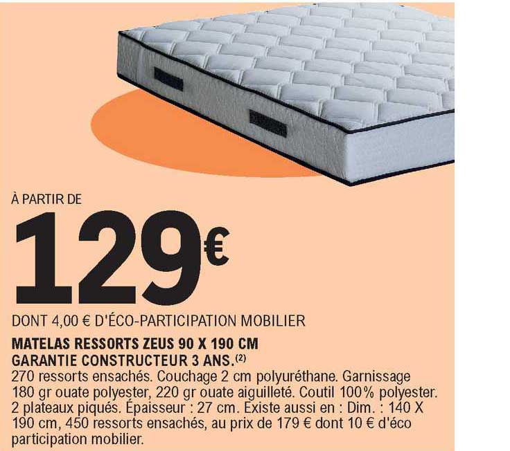 Matelas Ressorts Zeus 90 X 190 Cm
