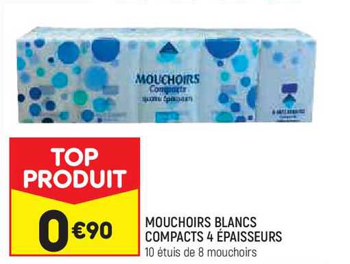 mouchoirs blancs compacts 4 épaisseurs