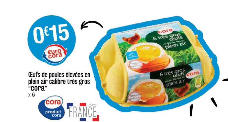 oeufs de poules élevées en plein air calibre très gros "cora"
