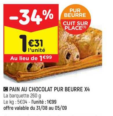 Pain Au Chocolat Pur Beurre X4