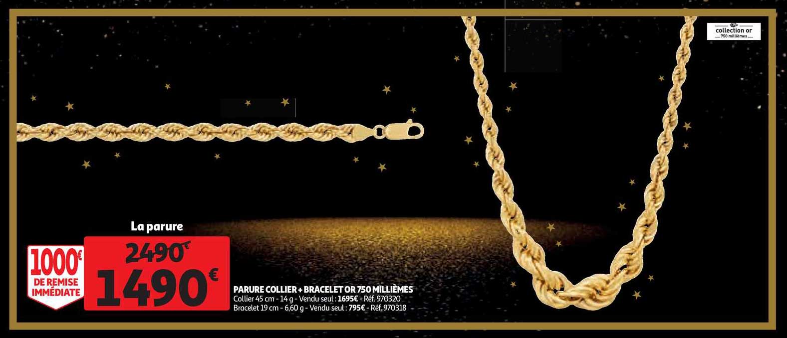 Parure Collier + Bracelet Or 750 Millièmes