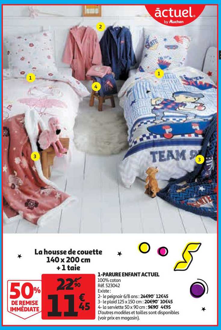 Parure Enfant Actuel : La Housse De Couette 140 X 200 Cm + 1 Taie