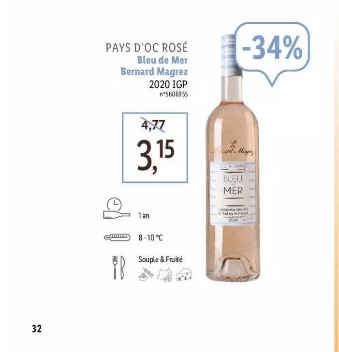 pays d'oc rosé bleu de mer bernard magrez 2020 igp