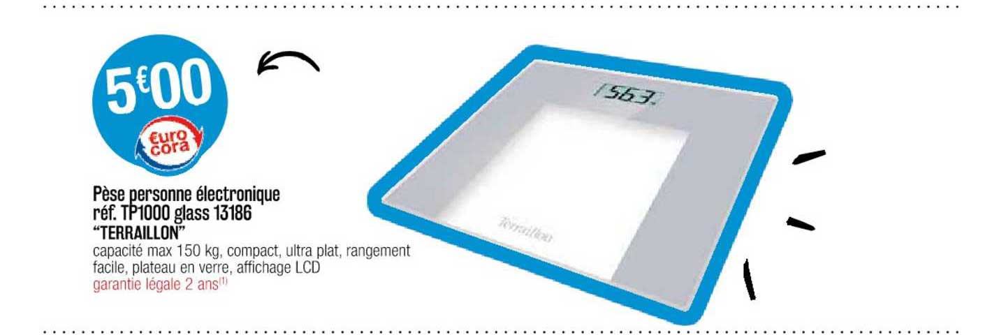 pèse personne électronique réf. tp1000 glass 13186 "terraillon"