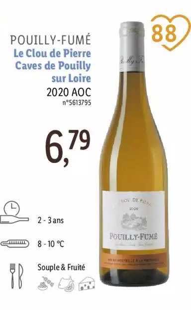 pouilly-fumé le clou de pierre caves de pouilly sur loire 2020 aoc
