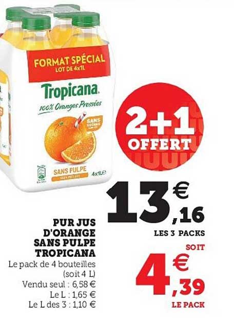 Pur Jus D'orange Sans Pulpe Tropicana