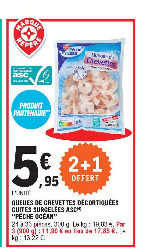 Queues De Crevettes Décortiquées Cuites Surgelées Asc "pêche Océan"