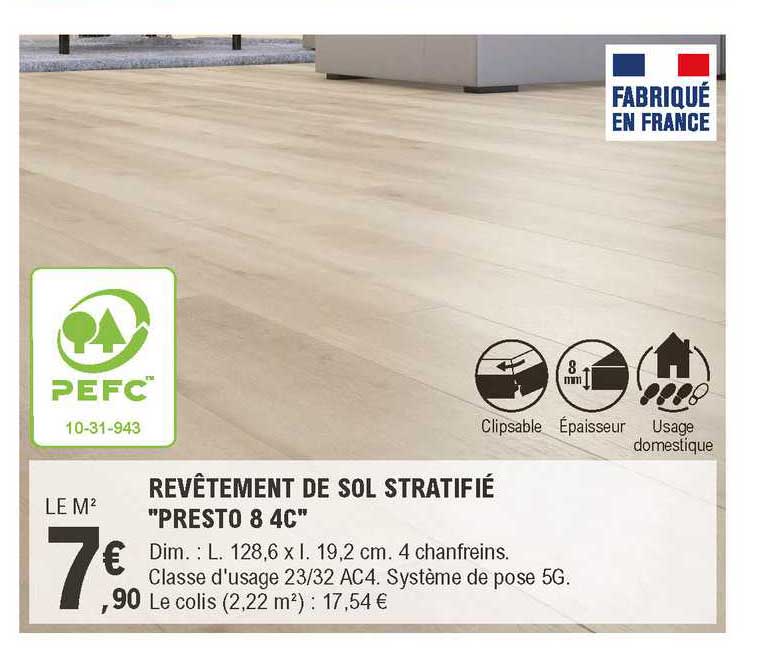 Revêtement De Sol Stratifié "presto 8 4c"
