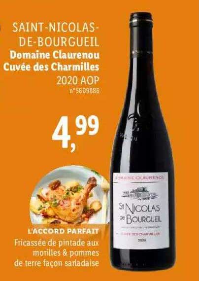 saint-nicolas-de-bourgeuil domaine claurenou cuvée des charmilles 2020 aop