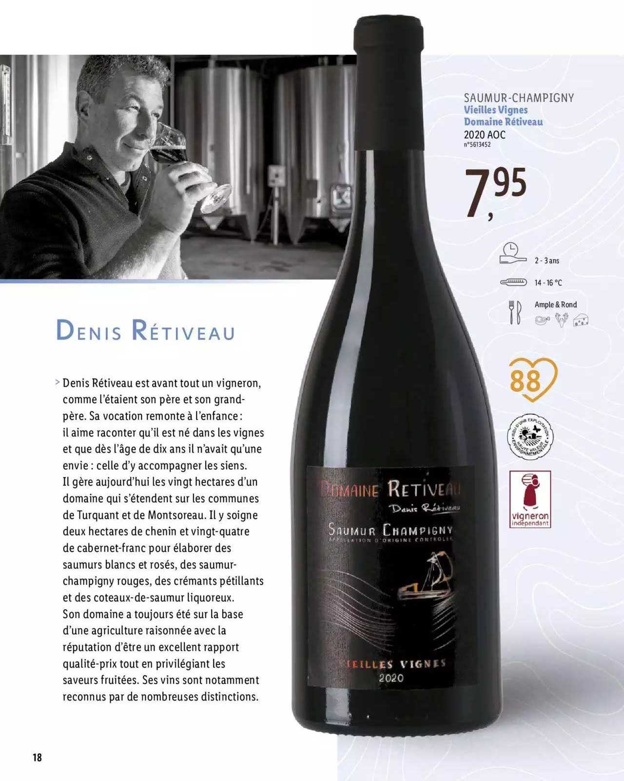 saumur-champigny vieilles vignes domaine rétiveau 2020 aoc