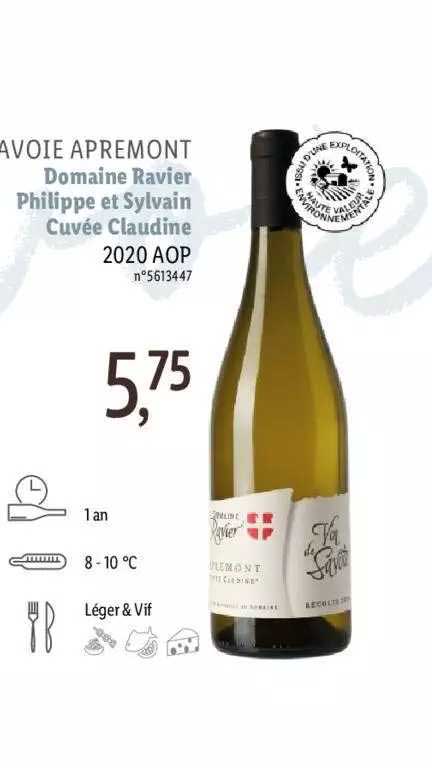 savoie apremont domaine ravier philippe et sylvain cuvée claudine 2020 aop