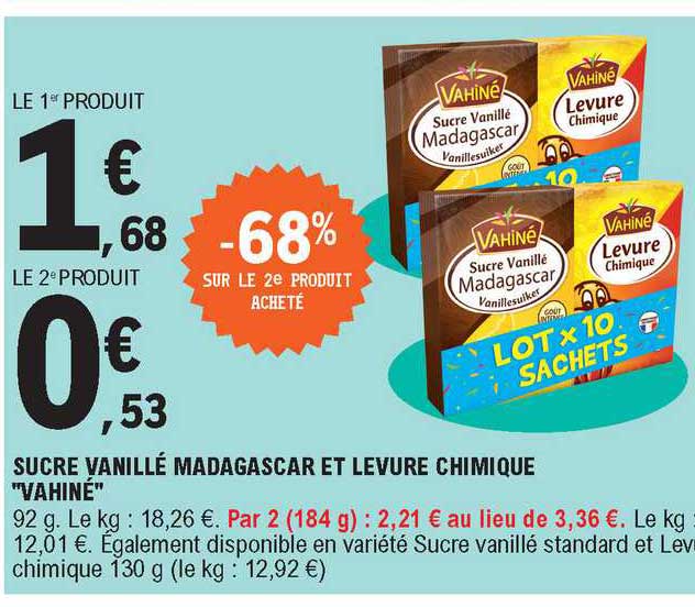 sucres vanillé madagascar et levure chimique "vahiné"