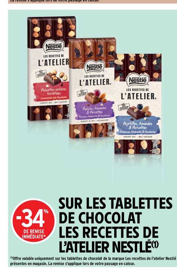 tablettes de chocolat les recettes de l'atelier nestlé