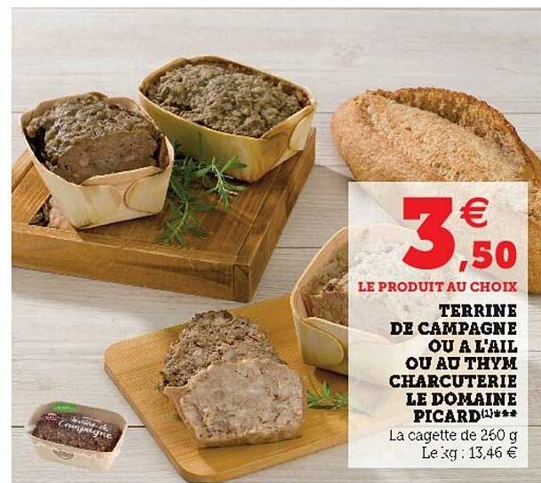 Terrine De Campagne Ou à L'ail Ou Au Thym Charcuterie Le Domaine Picard