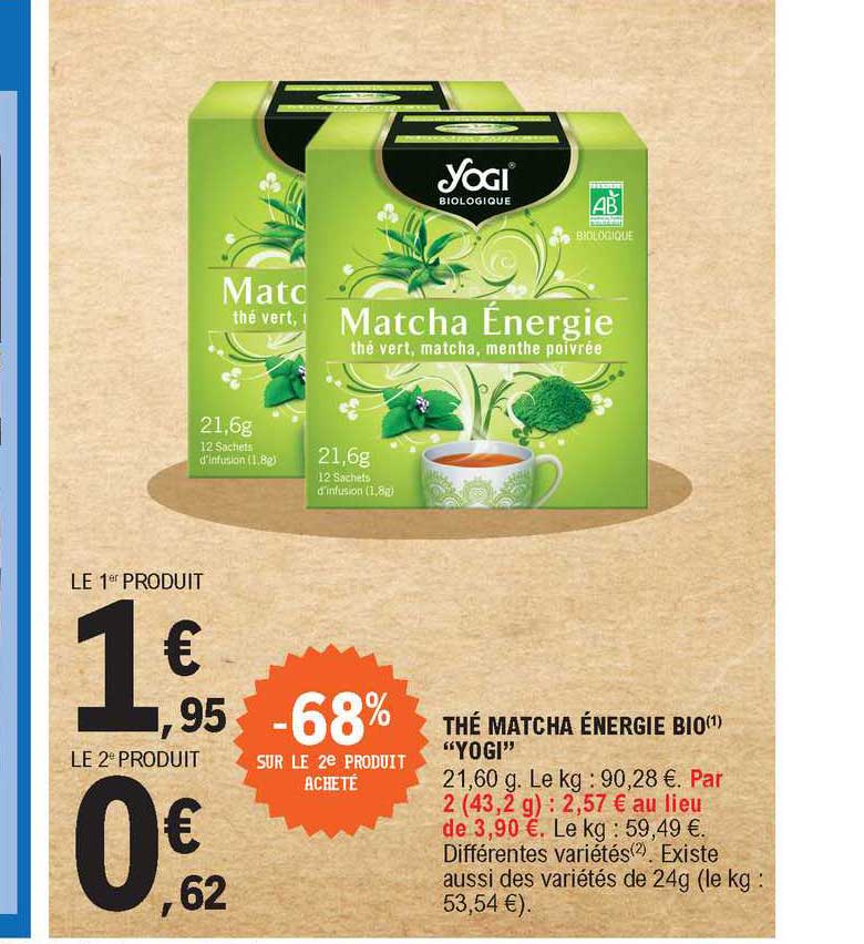 thé matcha énergie bio "yogi"