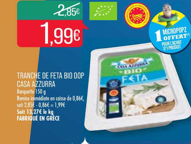 tranche de feta bio dop casa azzurra