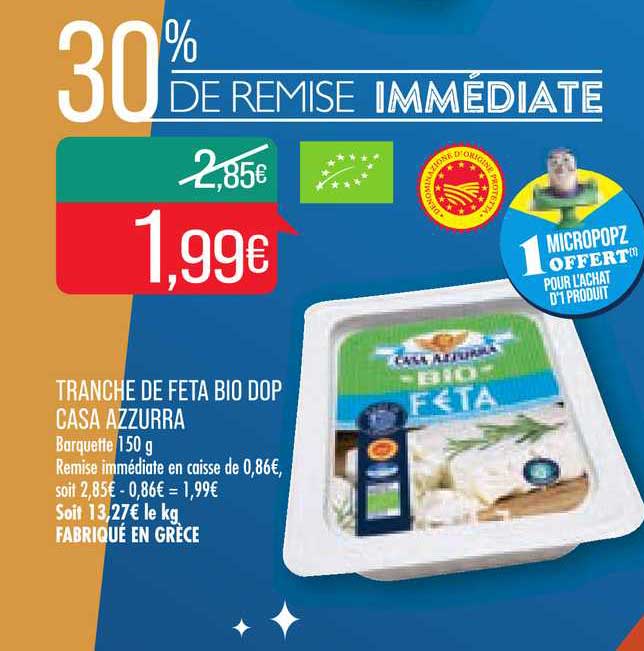 tranche de feta bio dop casa azzurra