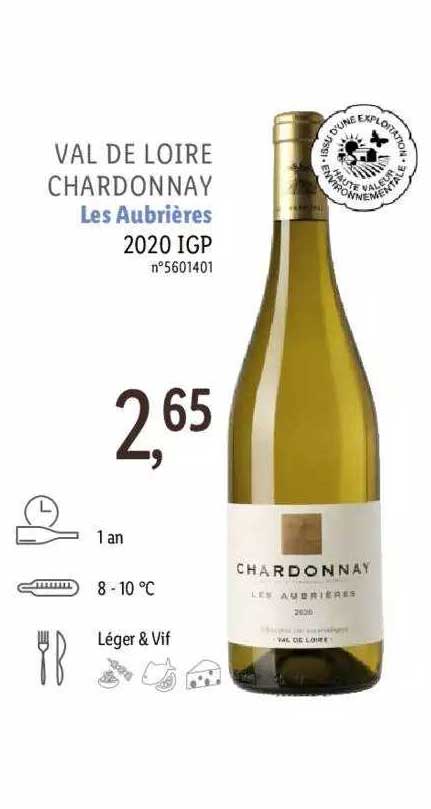 val de loire chardonnay les aubrières 2020 igp