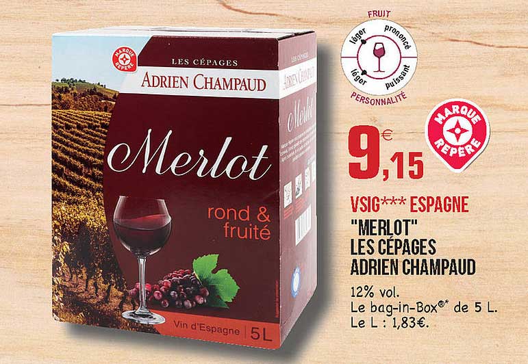 Vsig Espagne "merlot" Les Cépages Adrien Champaud