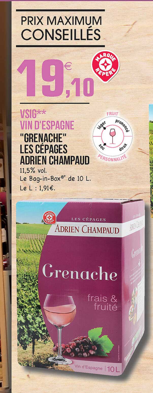 Vsig Vin D'espagne "grenache" Les Cépages Adrien Champaud