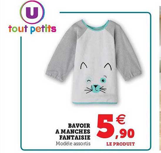 bavoir à manches fantaisie u tout  petits