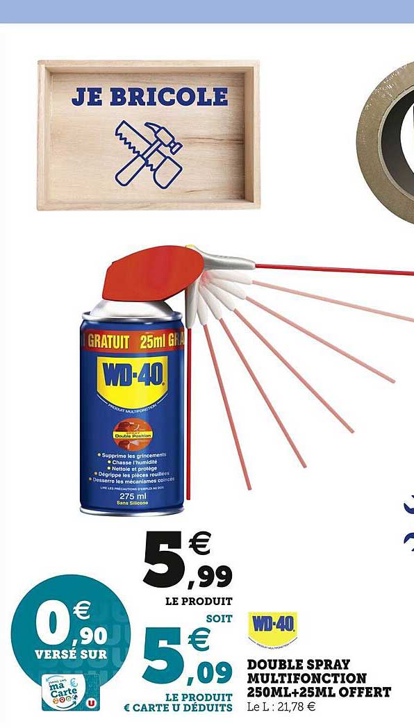 Double Spray Multifonction 250ml + 25ml Offert Wd-40