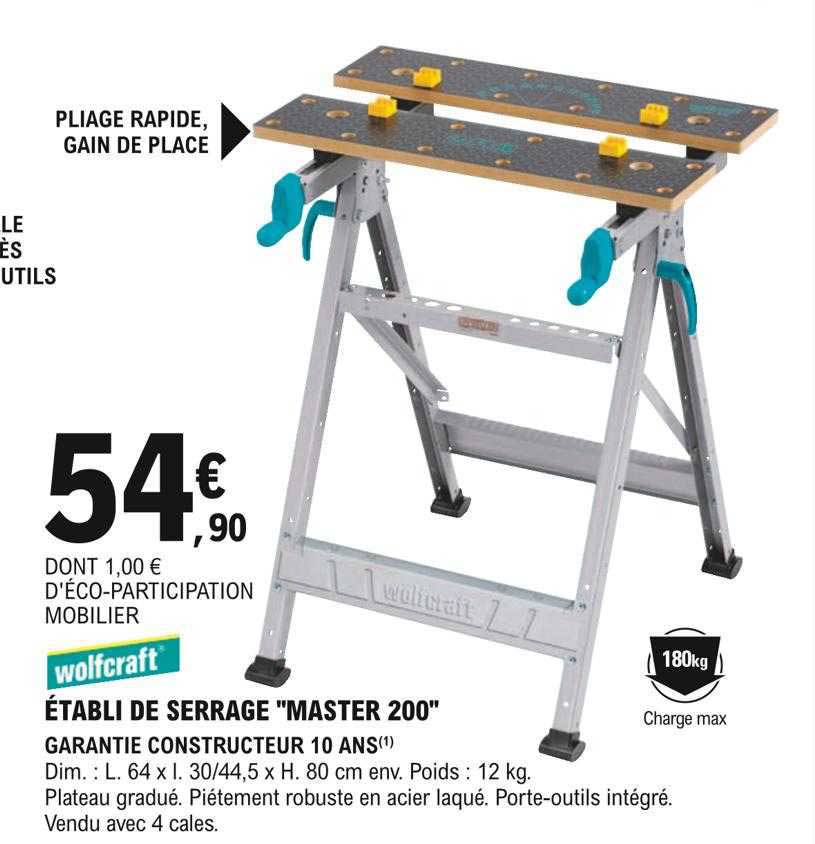 établi de serrage "master 200" wolfcraft