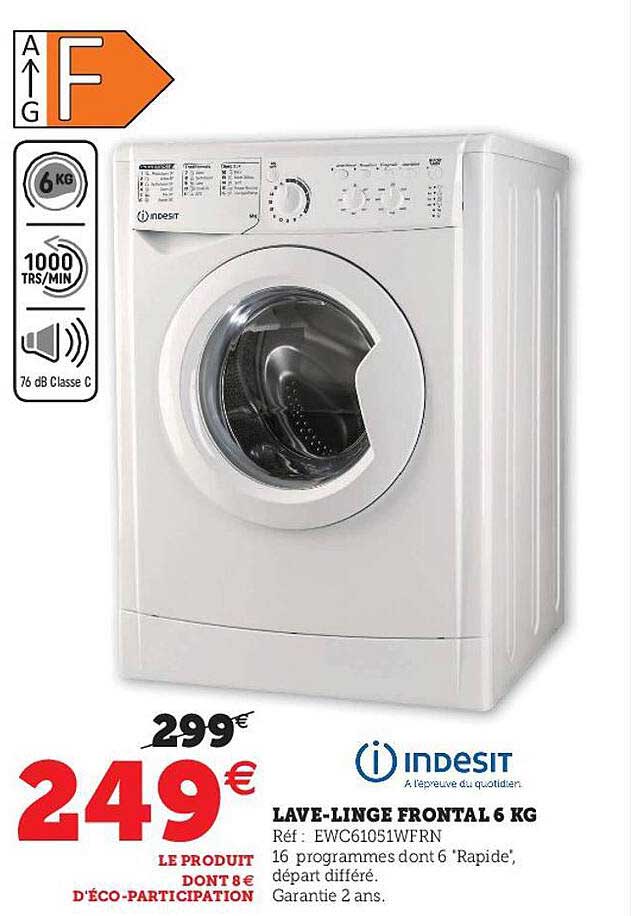 lave-linge frontal 6 kg indesit