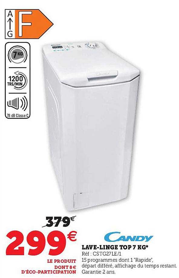 lave-linge top 7 kg candy
