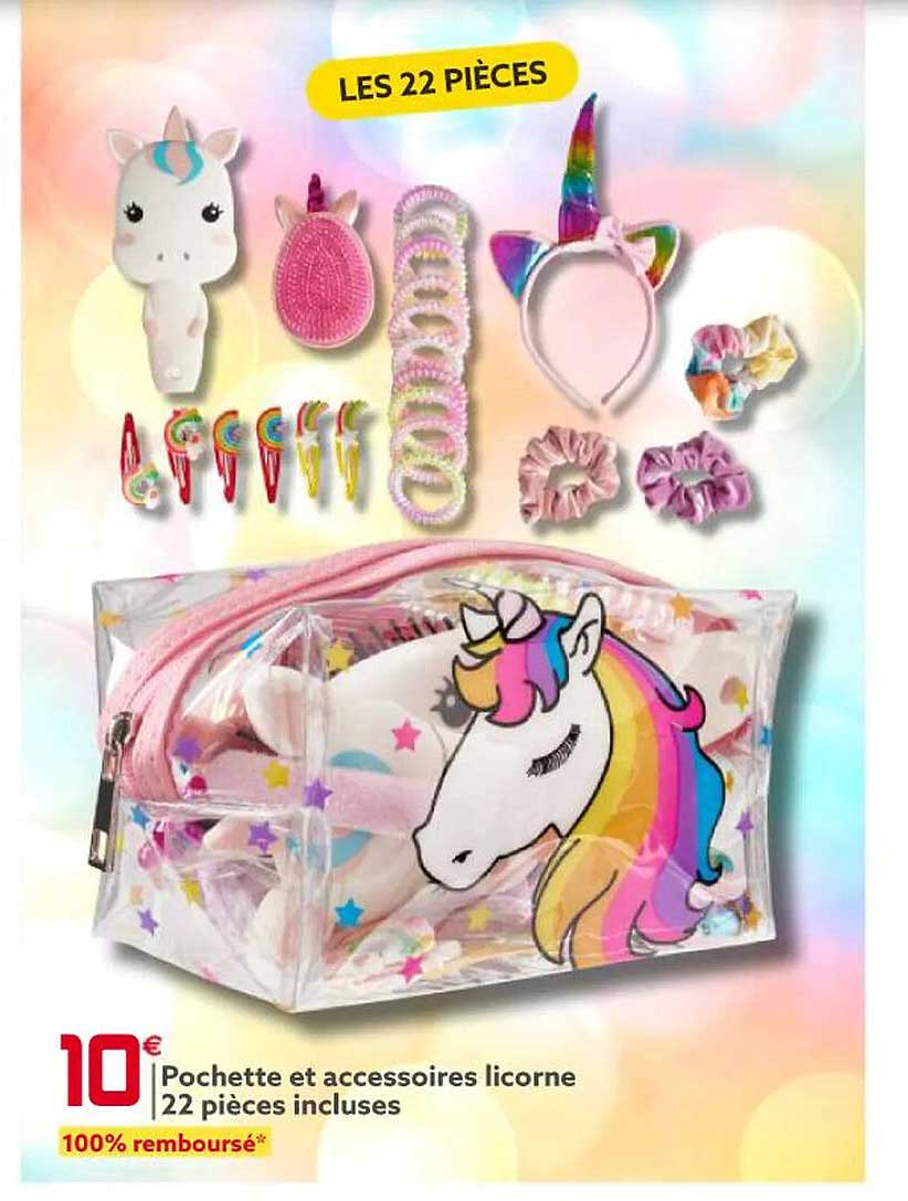 pochette et accessoires licorne 22 pièces incluses