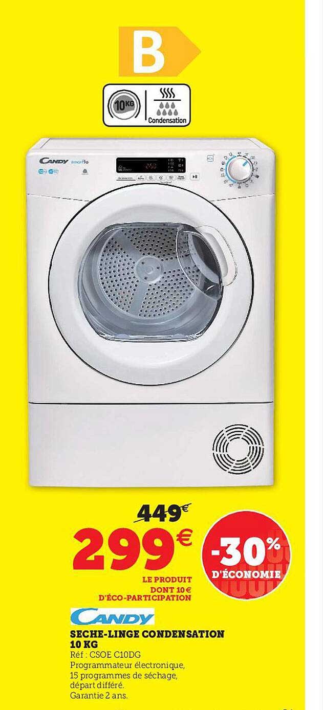 sèche-linge condensation 10 kg candy