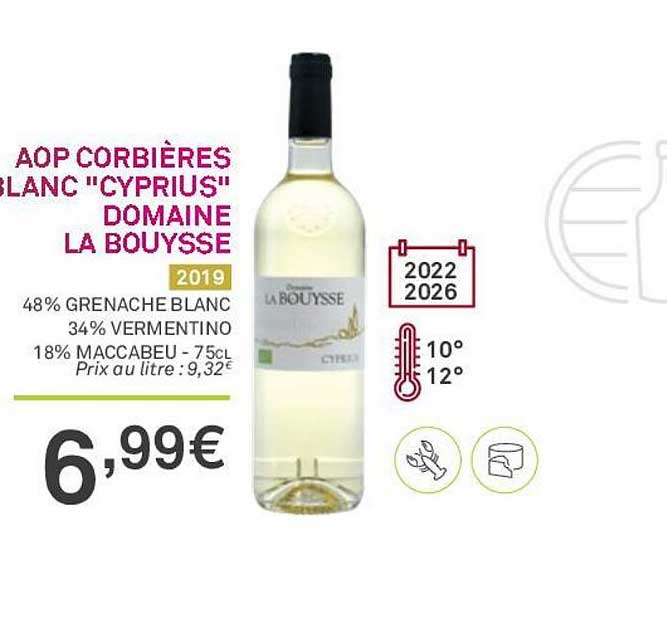 aop corbières blanc "cyprius" domaine la bouysse 2019