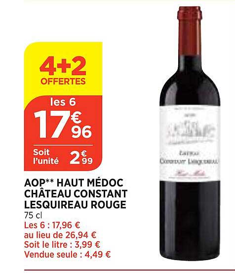 aop haut médoc château constant lesquireau rouge