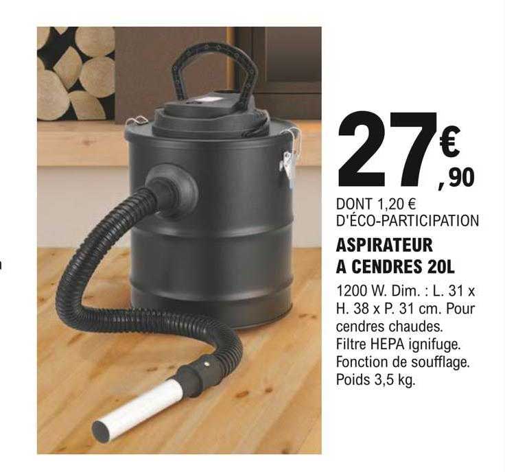 aspirateur à cendres 20l