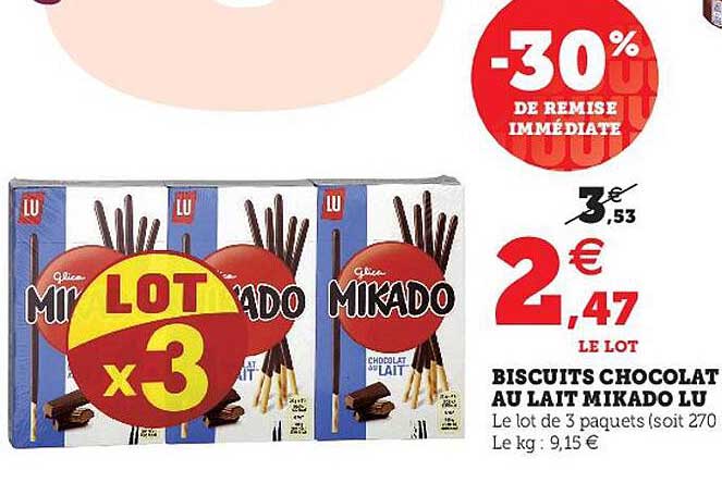 Biscuits Chocolat Au Lait Mikado Lu